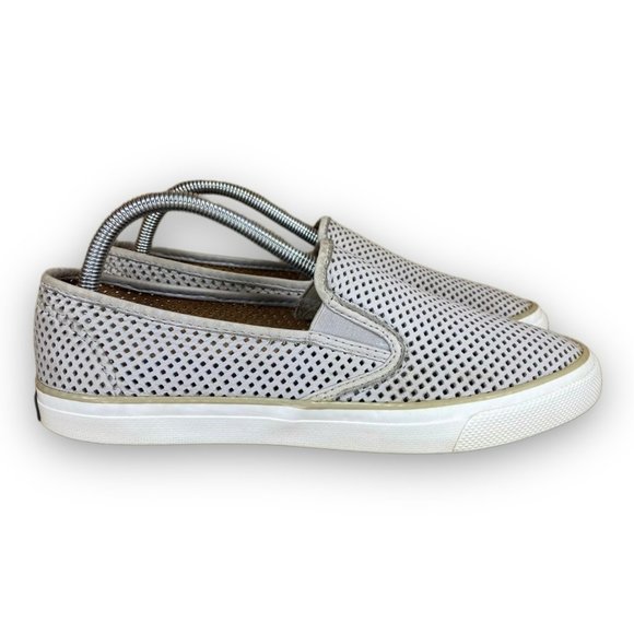 Sperry Shoes - Sperry Seaside Perforated Sneakers STS95717 Top Sider Low Slip On Gray Women 9M